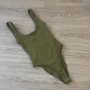 Zara Ribbed Olive Green Bodysuit
